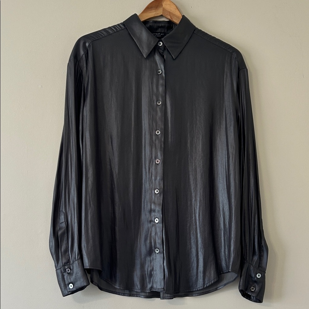 Current Air LA | Gray Metallic Button Down Lightweight Long Sleeve Shirt Small